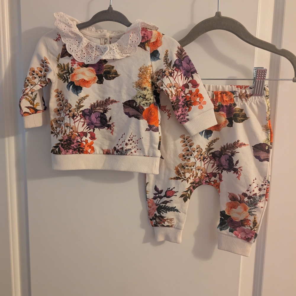 Next Baby Floral Matching Set‎ With Lace Peter Pan Collar